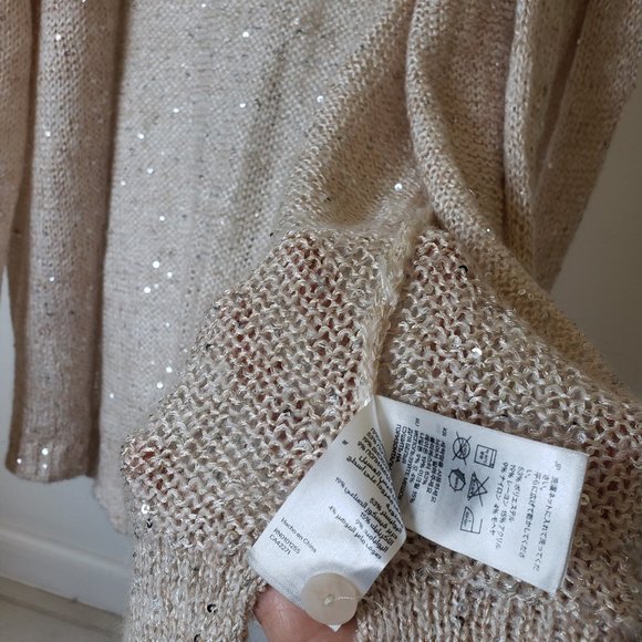 H&M Beige Sparkle Cardigan LIKE NEW! size LARGE - Picture 7 of 7